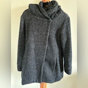 Forever 21 Charcoal Gray Hooded Button Jacket Pockets Mid-Length Women's Size L